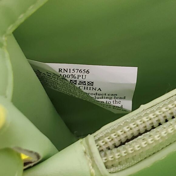 NWT PU Leather Textured Crossbody Nano Tote Bag Neon Green OS - Picture 8 of 10